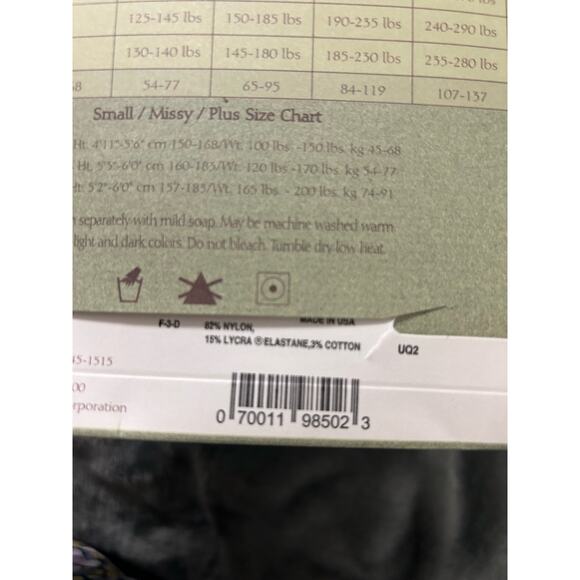 NWT Legacy Legwear, Microfiber Control Top Black Tights Size D - Picture 4 of 4